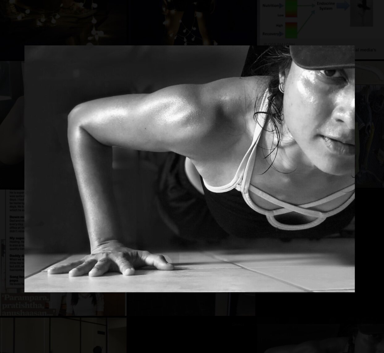 Athlete training with a push-up exercise